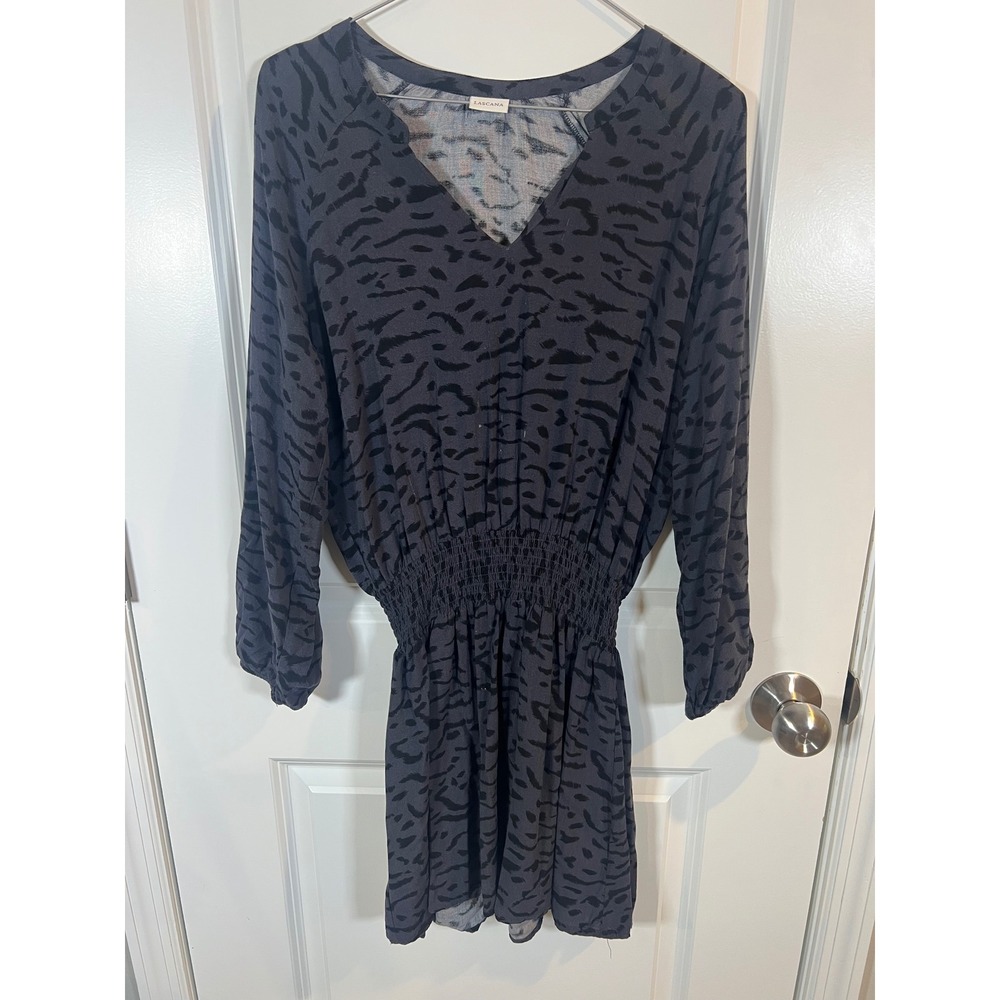 LASCANA Womens Romper Smocked Waist Animal Print Gray Size 6